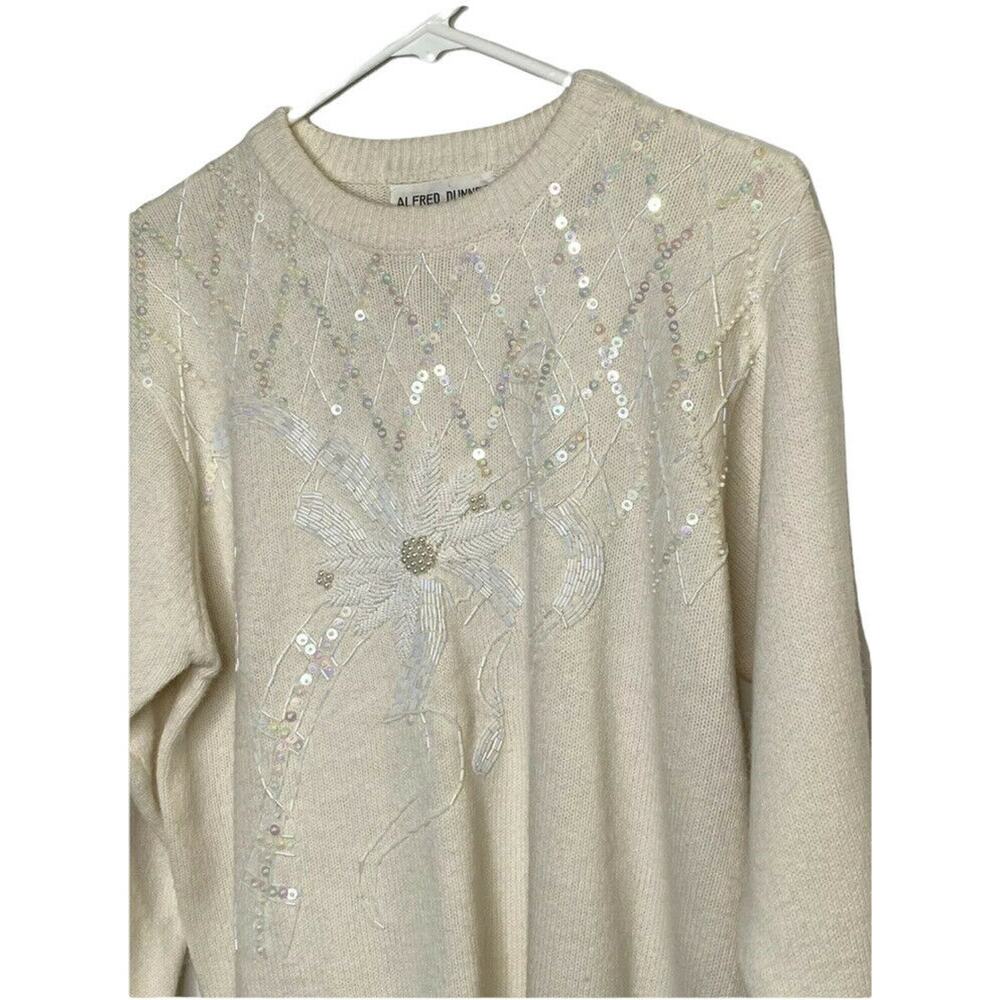 Alfred Dunner Plus Knightsbridge Embellished sweater Ivory Sz Large crew neck - Picture 7 of 11